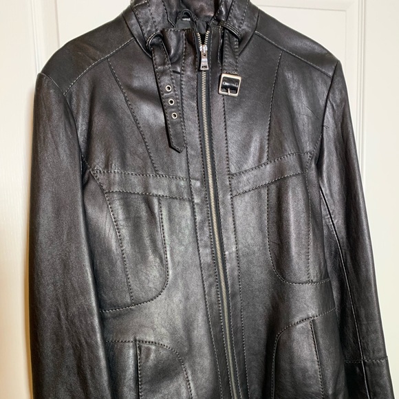 Ladies Black Leather Jacket - Picture 2 of 8